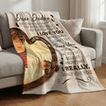 Personalized Dear Daddy Photo Soft Throw Blanket with Name Home Decor First Father's Day Gift for New Dad