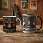 Personalised Black Vintage Drum 11 oz 15 oz Ceramic Mug Coaster with Name Unique Birthday Drummer Gift for Music Lover