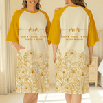 Personalized Hand-Painted Flowers Soft Sleep Dress with Names and Year Mother's Day Birthday Gift for Mom Grandma