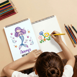 Personalized Meadow Rainbow Mermaid Sketchbook with Name and 50/100 Pages Daily Drawing Art Birthday Gift for Boys Girls