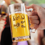 Personalized Fist-Bump Dad 1-9 Names Beer Glass with Handle Father's Day Birthday Gift for Dad Grandfather Beer Lover