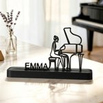 Personalized Multicolor Piano Silhouette Ornament with Name Home Decor Teacher's Day Appreciation Birthday Gift for Pianist Music Teacher Lover