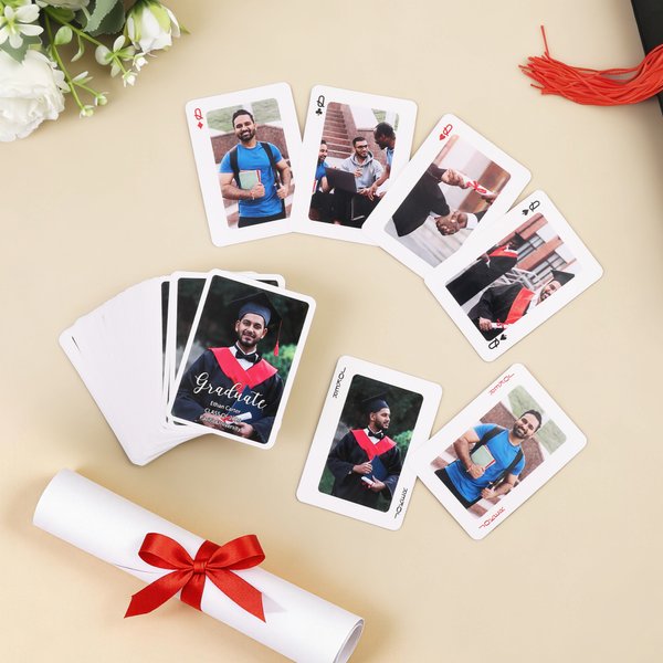 Personalised Photo Playing Cards with Name and 54 Cards Guest Game Graduation Party  Gift for Graduates Teachers
