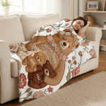 Personalized Imitation Embroidery Effect 1-5 Mom-Child Bear Hug Soft Throw Blanket with Name Home Decor Mother's Day Birthday Gift for Mom Grandma
