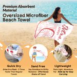 Personalized Palm Half Heart Quick Dry Soft Oversized Beach Towel with Name Summer Pool Beach Party Birthday Gift for Couple