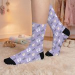 Gepersonaliseerde Multicolor Beer Hart Babyfles Zachte Mid-Calf Sokken met Naam en Tekst Dagelijks Dragen Zwangerschap Moederdag Cadeau voor Nieuwe Moeder Vrouw Vriendin