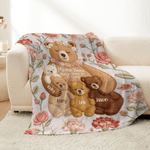Personalized Imitation Embroidery Effect 1-5 Mom-Child Bear Hug Soft Throw Blanket with Name Home Decor Mother's Day Birthday Gift for Mom Grandma