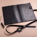 Personalized Golden Cross PU Leather Strap Journal Notebook with Initial and Text Religious Baptism Birthday Gift for Christian Pastor