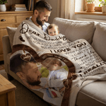 Personalized Dear Daddy Photo Soft Throw Blanket with Name Home Decor First Father's Day Gift for New Dad