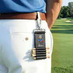 Porte tee de golf en cuir PU avec nom et 5 tees en bambou Cadeau d'anniversaire pour les joueurs de golf