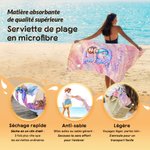 Serviette de plage personnalisée avec motif de sirène dessin animé initiale et nom - Essentiels de voyage fête sur la plage -Cadeau pour fille