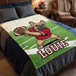 Personalisierte American Football Französisch Bulldogge weiche Decke mit Namen Home Decor Team Geburtstag Geschenk für Fußball-Liebhaber