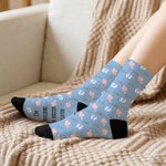 Gepersonaliseerde Multicolor Beer Hart Babyfles Zachte Mid-Calf Sokken met Naam en Tekst Dagelijks Dragen Zwangerschap Moederdag Cadeau voor Nieuwe Moeder Vrouw Vriendin