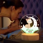Personalisiertes LED-Nachtlicht mit verträumtem Mond- und Waldtier-Design | mit Namen | Kinderzimmer-Deko | Geburtstag Geschenk für Jungen Mädchen