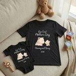Personalised Cute Bear Our First Mother's Day 100% Cotton T-shirt Baby Bodysuit with Name Birthday Mother's Day Gift for Baby Mother