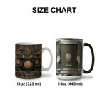 Personalised Black Vintage Drum 11 oz 15 oz Ceramic Mug Coaster with Name Unique Birthday Drummer Gift for Music Lover