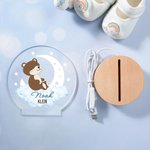 Personalisiertes LED-Nachtlicht mit verträumtem Mond- und Waldtier-Design | mit Namen | Kinderzimmer-Deko | Geburtstag Geschenk für Jungen Mädchen