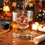 Personalized Collegiate Style Medical Emblem 10 oz Whiskey Glass with Name Daily Drinking Graduation Gift for Medical Architecture Graduates