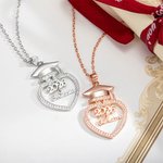 Personalized Grad Cap Zircon Heart Necklace with Name and Year Class of 2026 Graduation Birthday Gift for Graduates