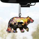Personalised Mother Baby Bears Sun Flower Acrylic Hanging Ornament with Nickname and Names Home Decor Mother's Day Birthday Gift for Mom Grandma