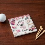 Gepersonaliseerde Roze Meisje Houdt van Golf 11 oz 15 oz Keramische Mok met Naam en Onderzetter Dagelijks Gebruik Verjaardagsgeschenk voor Golfers Golfliefhebbers