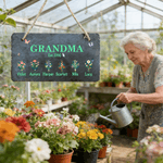 Personalised Birth Flower Natural Stone Slab Garden Sign with 1-8 Names Garden Decor Mother's Day Birthday Gift for Grandma Mom