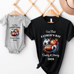 Personalized Balls Pattern Our First Father's Day 100% Cotton T-shirt Baby Bodysuit with Name and Year Birthday Father's Day Gift for Baby Father