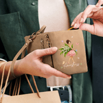 Personalised Cartoon Girl Birth Flower PU Leather Vintage Woman Wallet with Wrist Strap and Name Birthday Mother's Day Gift for Mom Sister