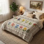 Couverture douce de style rétro personnalisée avec texte et 1-12 nom fleurs de naissance - Cadeau fête des Mères pour les femmes la famille