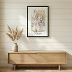 Personalized Watercolour Photo Framed Canvas Print with Date and Text Home Decor Valentine's Day Anniversary Gift for Couples Newlyweds