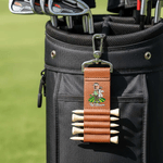 Porte tee de golf en cuir PU avec nom et 5 tees en bambou Cadeau d'anniversaire pour les joueurs de golf