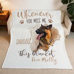 Personalized Whenever You Miss Me Snuggle This Pet Photo Soft Blanket with Name Sympathy Memorial Birthday Gift for Pet Owners Lovers