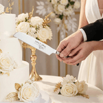 Personalised Initial Wreath Design Wedding Cake Knife Server Set with Name and Date 2 Pcs Wedding Gift for Newlyweds Couple