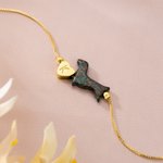 Personalised Heart-Shaped Initial Bead Opal Dachshund Bracelet Birthday Memorial Gift for Dog Owners Lovers