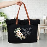 Sac de toile personnalisé avec couleur et fleur de naissance prénoms de 1 à 6 membres de la famille - Cadeau de fête des Mères pour les femmes
