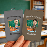 Personalized Photo Male Teacher Subject ID Badge Card Holder with Hanging Buckle and Text Teacher's Day Daily Use Gift for Male Teachers
