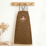 Personalised Cartoon Baking Character Baking Adult Apron with Name and Pockets Daily Cooking Holiday Gift for Mom Grandma