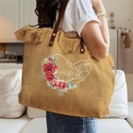 Sac de toile personnalisé avec couleur et fleur de naissance prénoms de 1 à 6 membres de la famille - Cadeau de fête des Mères pour les femmes