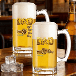 Personalized Fist-Bump Dad 1-9 Names Beer Glass with Handle Father's Day Birthday Gift for Dad Grandfather Beer Lover