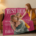 Personlig tidningsdesign mjuk pläd med foto och namn heminredning Mors dag födelsedagspresent till kvinna