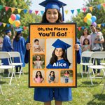 Personalized Photos Canvas Art Poster Frameless Framed Painting with Name Title Kindergarten Preschool Graduation Party Gift for Graduates Kids