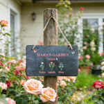 Personalised Birth Flower Natural Stone Slab Garden Sign with 1-8 Names Garden Decor Mother's Day Birthday Gift for Grandma Mom