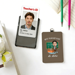 Personalized Photo Male Teacher Subject ID Badge Card Holder with Hanging Buckle and Text Teacher's Day Daily Use Gift for Male Teachers