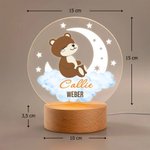 Personalisiertes LED-Nachtlicht mit verträumtem Mond- und Waldtier-Design | mit Namen | Kinderzimmer-Deko | Geburtstag Geschenk für Jungen Mädchen