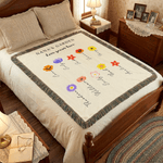 Personalized Birth Flower Soft Throw Blanket with Tassels and Name Home Decor Mother's Day Birthday Gift for Mom Grandma