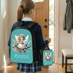 Cadeau d'anniversaire pour filles - sac à dos avec boite à crayons et sac à dos avec nom pour la rentrée des classes