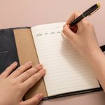 Personalized Golden Cross PU Leather Strap Journal Notebook with Initial and Text Religious Baptism Birthday Gift for Christian Pastor