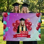 Personalisierte Klasse von 2026 Foto bunte Luftballons Banner mit Namen und Jahr Graduierung Feier Party Geschenk für Absolventen