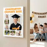 Personalized Photos Canvas Art Poster Frameless Framed Painting with Name Title Kindergarten Preschool Graduation Party Gift for Graduates Kids