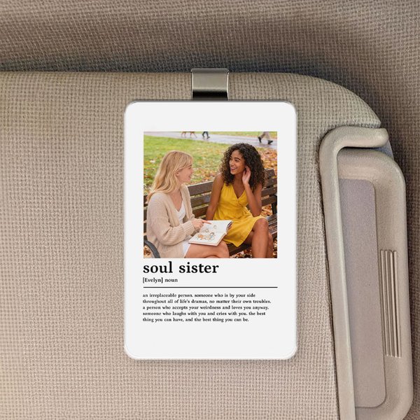 Henkilökohtainen akryyli Photo Car Sun Visor Clip nimi ja teksti Auto tarvikkeet syntymäpäivälahja tyttöystävät ystävät sisaret